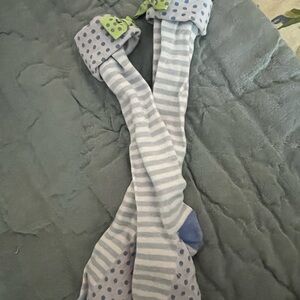 Striped and Polka Dot Socks with Green Bow